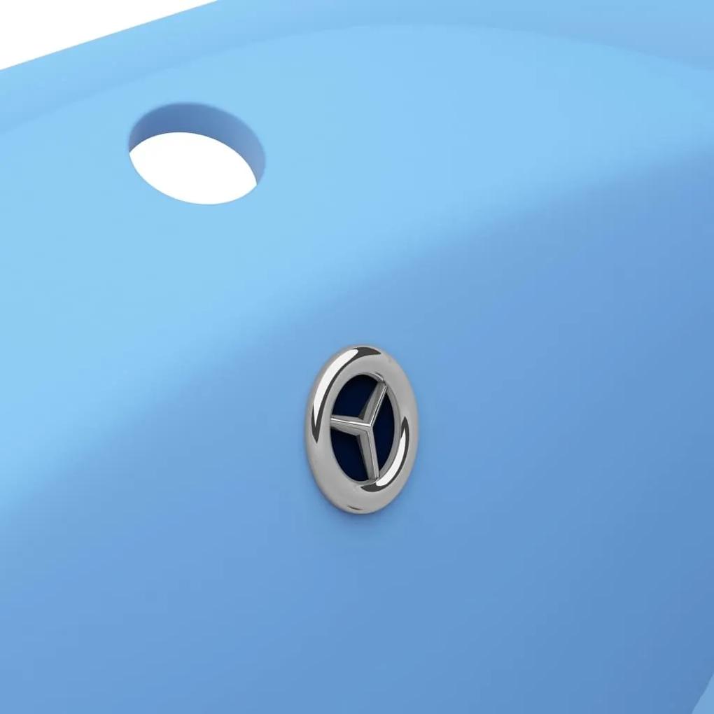 Νιπτήρας με Υπερχείλιση Οβάλ Γαλάζιο Ματ 58,5x39 εκ. Κεραμικός - Μπλε