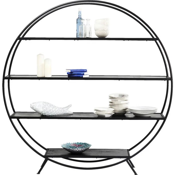 Βιβλιοθήκη Mason Στρόγγυλη Μαύρη 175x180 εκ. 175x35x180εκ - Μαύρο