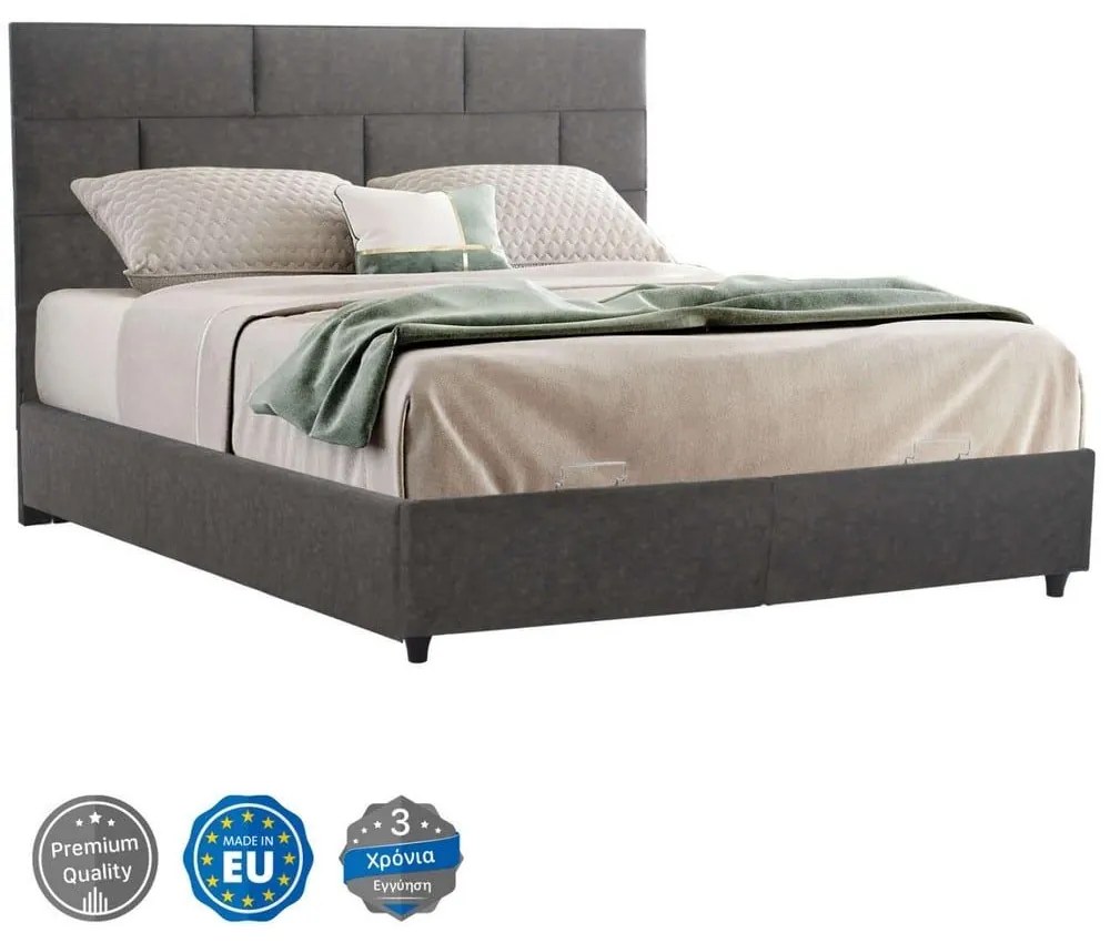 Κρεβάτι Soledad HM627.20 Με Απoθηκευτικό Χώρο 160x200cm Grey Διπλό Ύφασμα