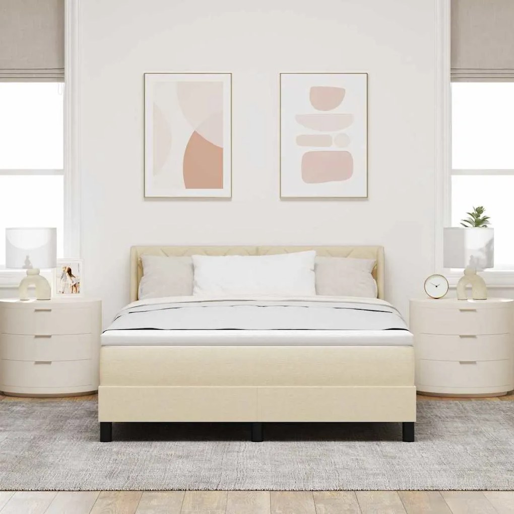 vidaXL Κρεβάτι box spring με στρώμα με στρώμα Κρεμ 140 x 200 cm
