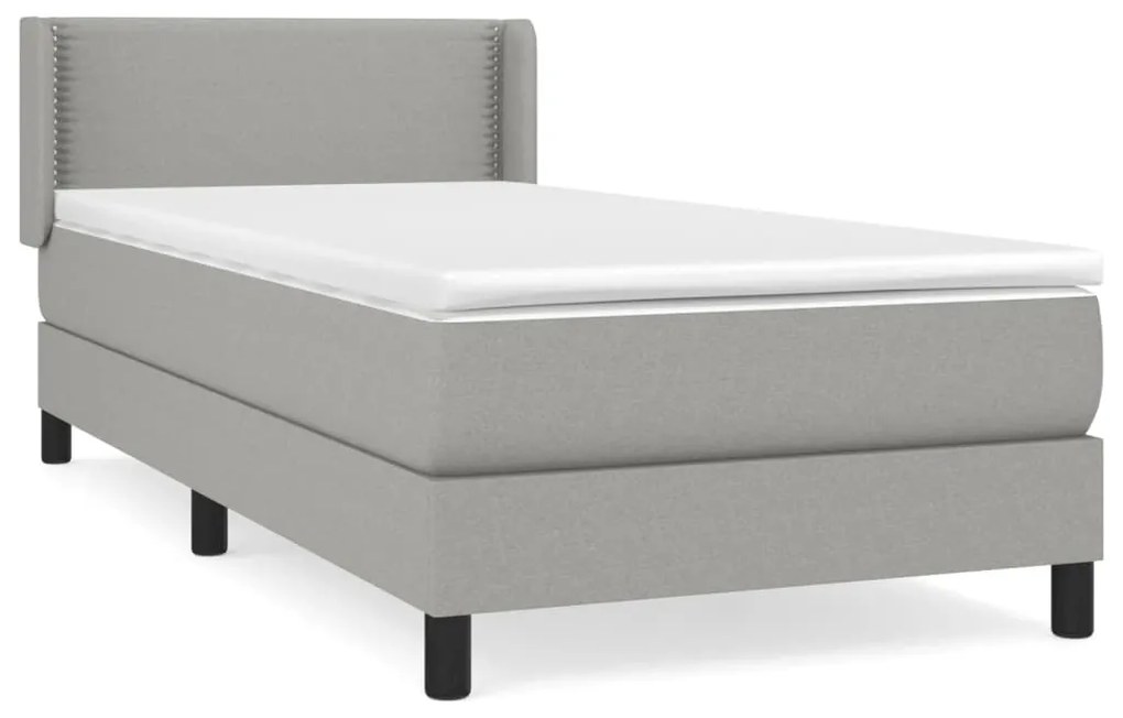 vidaXL Κρεβάτι Boxspring με Στρώμα Ανοιχτό Γκρι 80x200 εκ. Υφασμάτινο