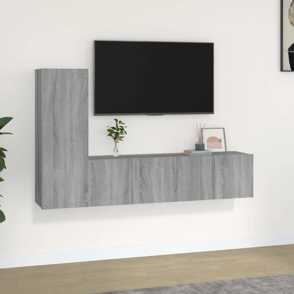 vidaXL Σετ Επίπλων Τηλεόρασης 3 Τεμ. Γκρι Sonoma Επεξεργασμένο Ξύλο