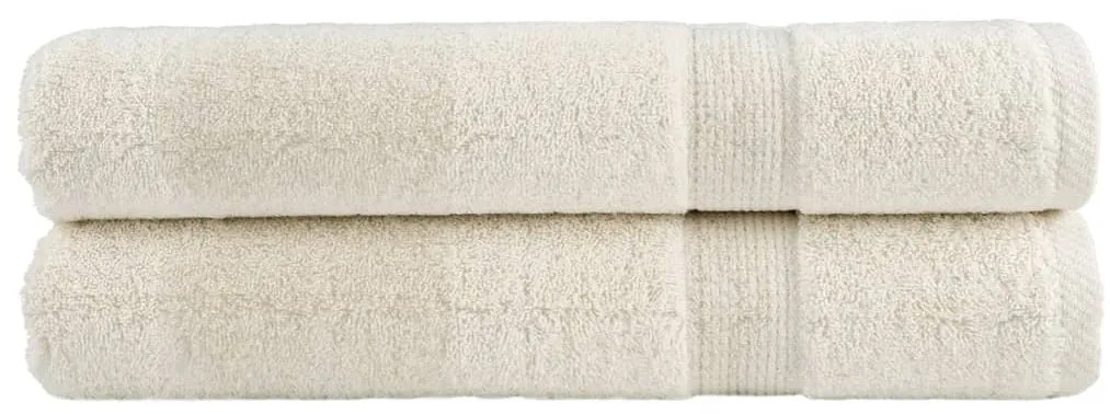 vidaXL Πετσέτες Premium SOLUND 2 Τεμ. Κρεμ 100x200 εκ. 600 γρ/μ²