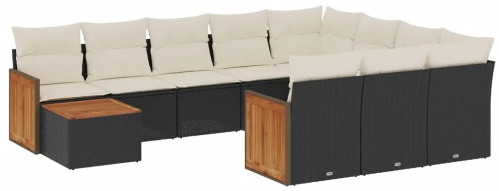 vidaXL Σαλόνι Κήπου Σετ 11 Τεμαχίων Μαύρο Συνθετικό Ρατάν με Μαξιλάρια