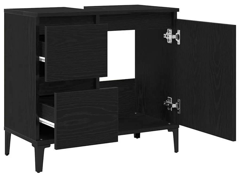 vidaXL Ντουλάπι Μπάνιου Μαύρη δρυς 65 x 33 x 60 εκ Επεξεργασμένο ξύλο