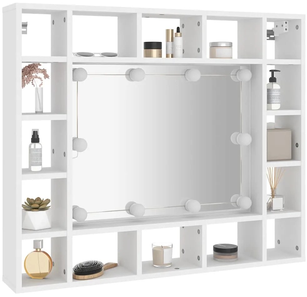 vidaXL Έπιπλο Καθρέπτη με LED Λευκό 91 x 15 x 76,5 εκ.