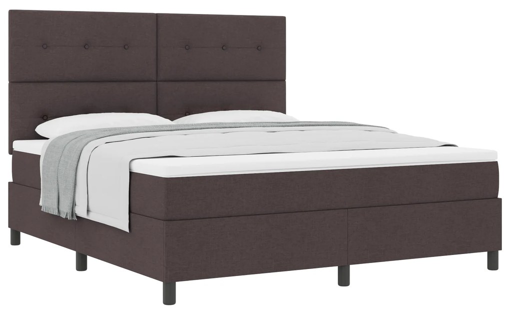 vidaXL Κρεβάτι Box Spring με Στρώμα Σκούρο Καφέ Σούπερ Κινγκ Ύφασμα