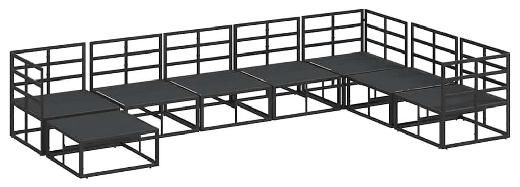 vidaXL Σετ Καναπέ Κήπου με μαξιλάρι 8 pcs Μαύρο Αλουμίνιο