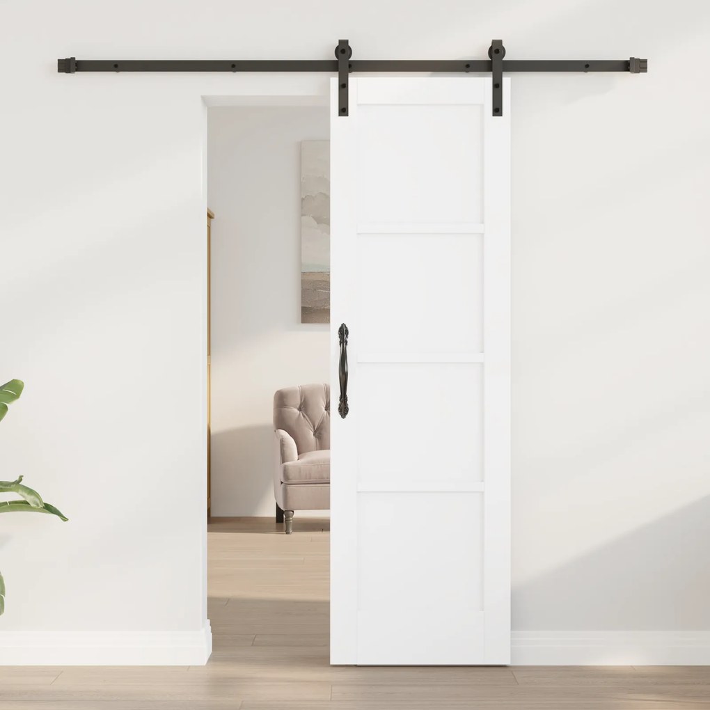 vidaXL Συρόμενη Πόρτα με Σετ Υλικών Λευκή 61x198.5 εκ. Συμπαγές Ξύλο