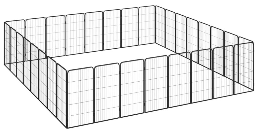 vidaXL Κλουβί Σκύλου 32 Πάνελ Μαύρο 50x100 εκ. Ατσάλι με Βαφή Πούδρας