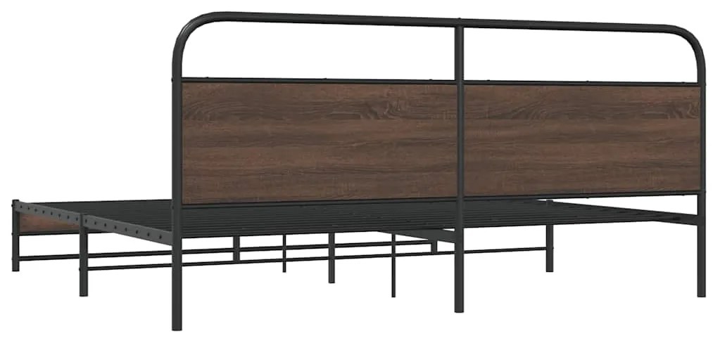 vidaXL Σκελετός Κρεβ. Χωρίς Στρώμα Καφέ Δρυς 193x203 εκ. Μεταλλικό