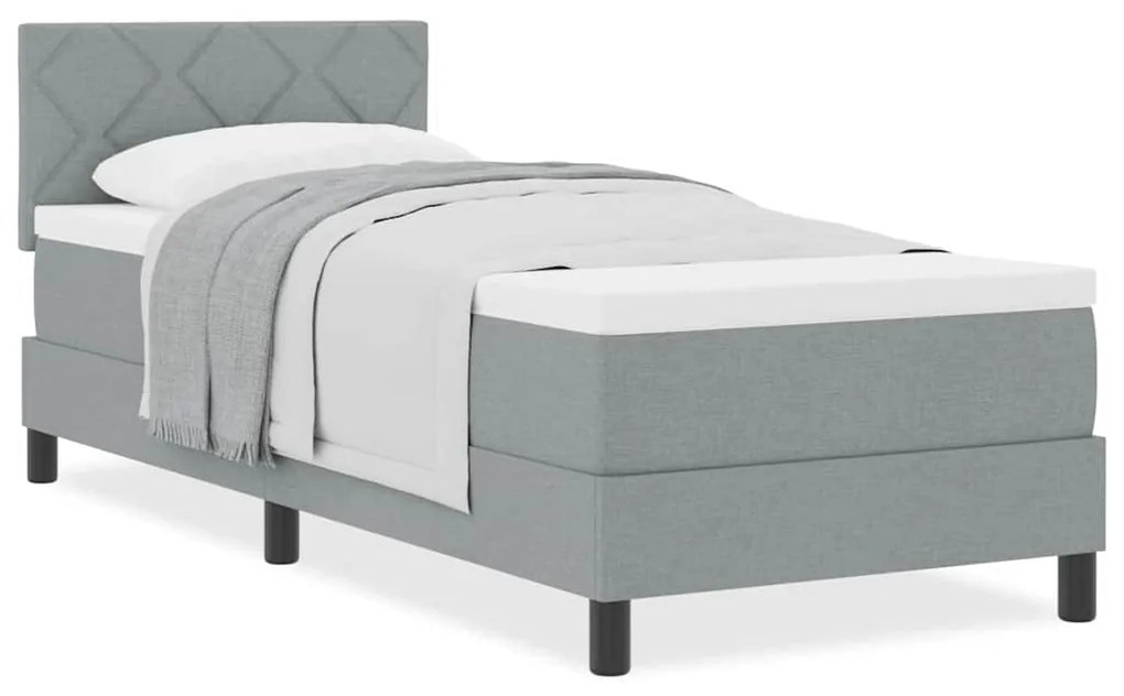 vidaXL Κρεβάτι box spring με στρώμα Ανοιχτό γκρι 80 x 200 cm ύφασμα