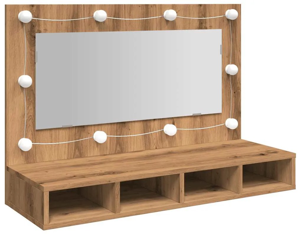 vidaXL Ντουλάπι καθρέφτη με LED Artisan Oak 90x31,5x62 cm