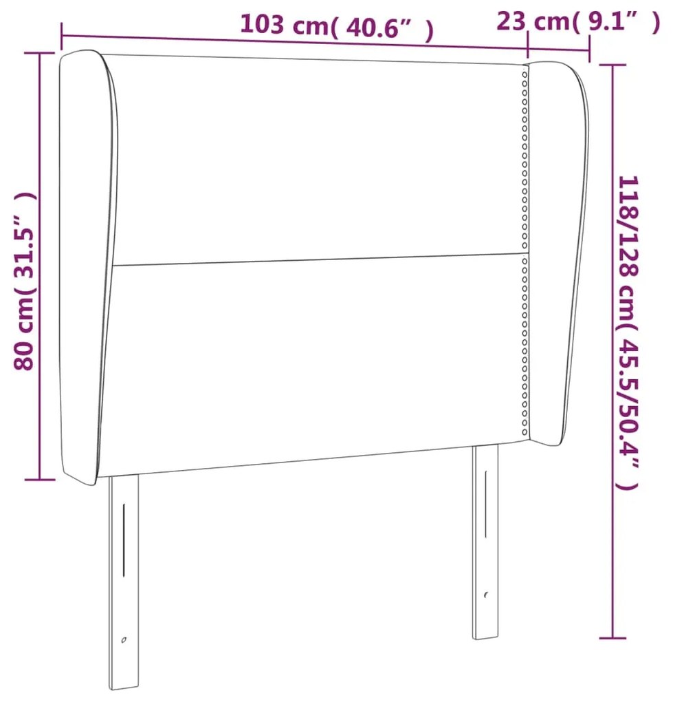 Κεφαλάρι με Πτερύγια Κρεμ 103x23x118/128 εκ. Υφασμάτινο 3117811