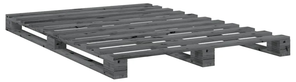 vidaXL Πλαίσιο Κρεβατιού με Κεφαλάρι Γκρι 140x200 εκ Μασίφ Ξύλο Πεύκου