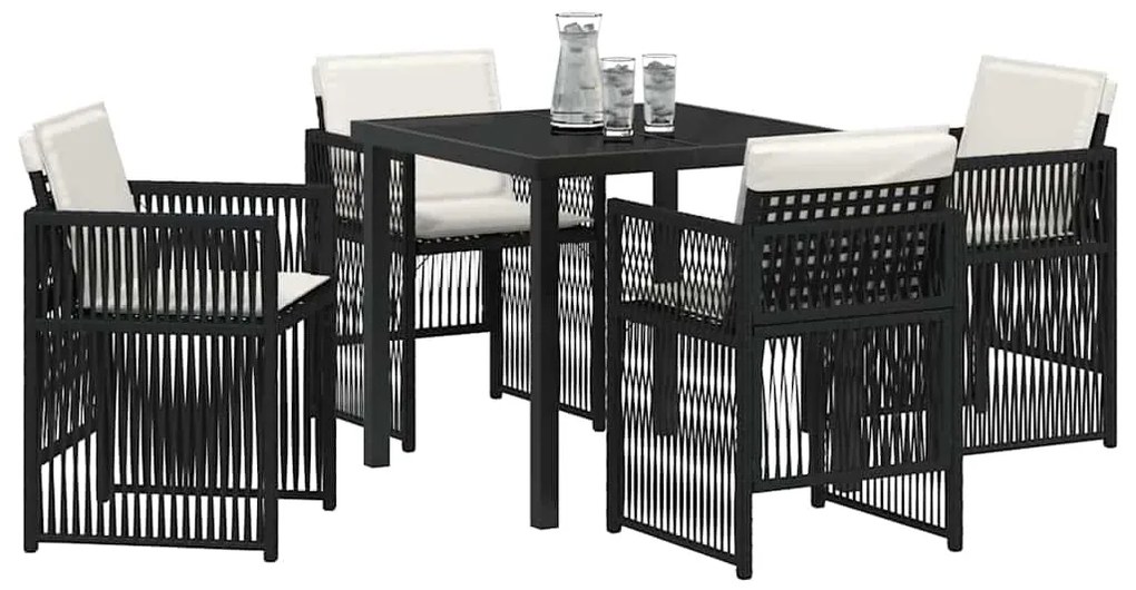 vidaXL Σέτ φαγητού για κήπο 5 pcs Μαύρο Πολυ ράταν