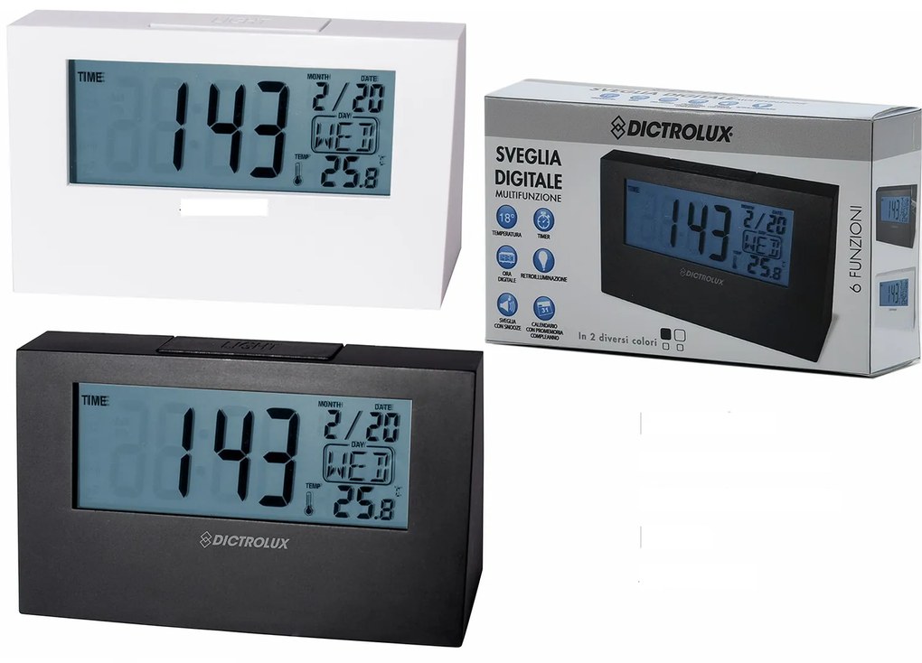 Ξυπνητήρι Ψηφιακό Μαύρο/Λευκό Πλαστικό 13x8x2cm Σε 2 Χρώματα