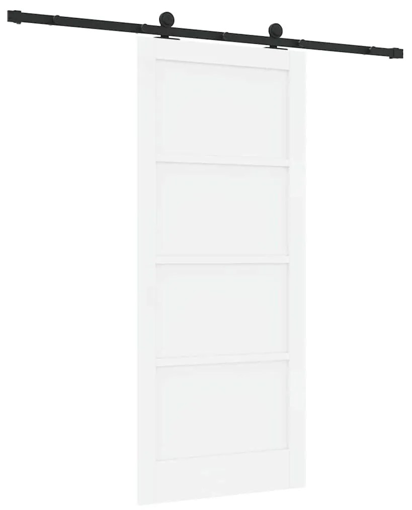 vidaXL Σετ Συρόμενης Πόρτας Λευκό και μαύρο 86 x 198.5 cm