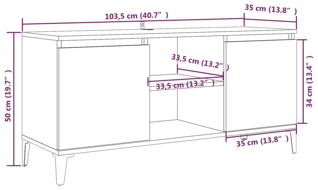 ΈΠΙΠΛΟ ΤΗΛΕΟΡΑΣΗΣ ΚΑΠΝΙΣΤΗ ΔΡΥΣ 103,5X35X50 ΕΚ. ΜΕ ΜΕΤΑΛ. ΠΟΔΙΑ 813161