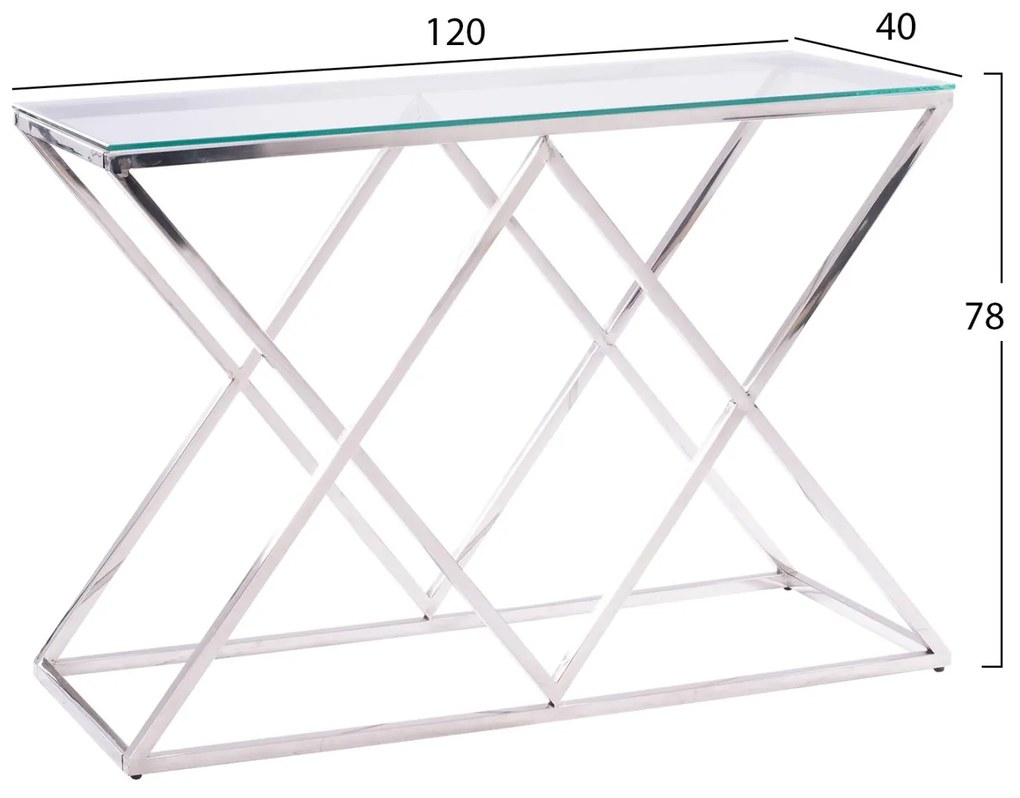 ΚΟΝΣΟΛΑ HOLLAND  ΜΕ ΓΥΑΛΙ ΚΑΙ ΒΑΣΗ ΧΡΩΜΙΟΥ 120X40Χ78 EK.