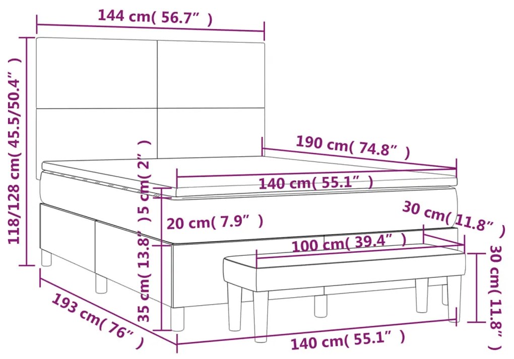 ΚΡΕΒΑΤΙ BOXSPRING ΜΕ ΣΤΡΩΜΑ ΣΚΟΥΡΟ ΠΡΑΣΙΝΟ 140X190ΕΚ. ΒΕΛΟΥΔΙΝΟ 3137722