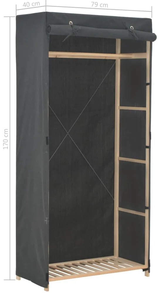 vidaXL Ντουλάπα Γκρι 79 x 40 x 170 εκ. Υφασμάτινη