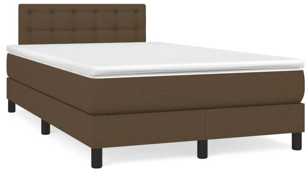 Κρεβάτι Boxspring με Στρώμα Σκούρο Καφέ 120x190 εκ Υφασμάτινο