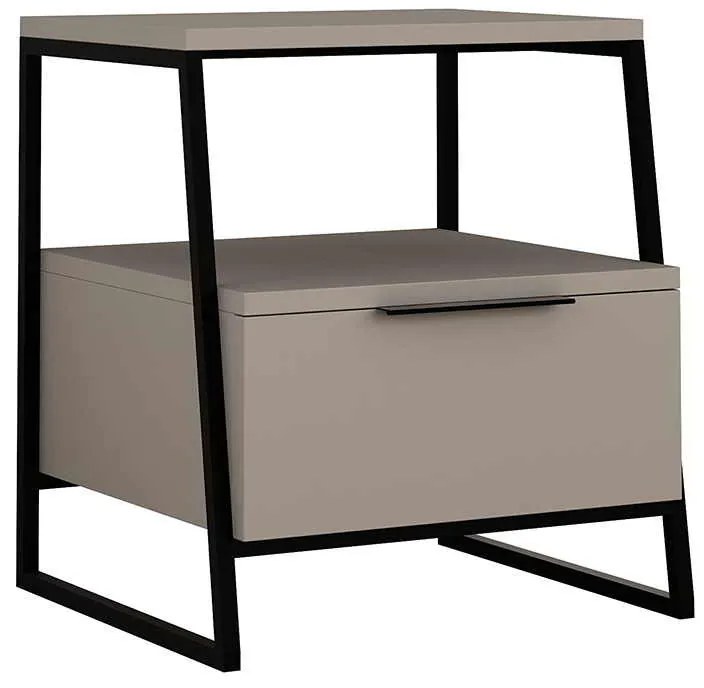 Κομοδίνο Johana pakoworld μαύρο-μόκα 45x40x50εκ