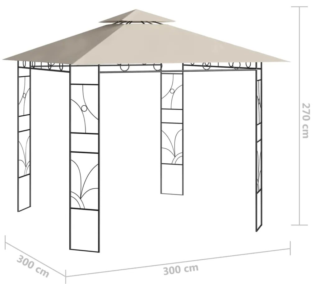 vidaXL Κιόσκι Κρεμ 3 x 3 x 2,7 μ. 160 γρ./μ²