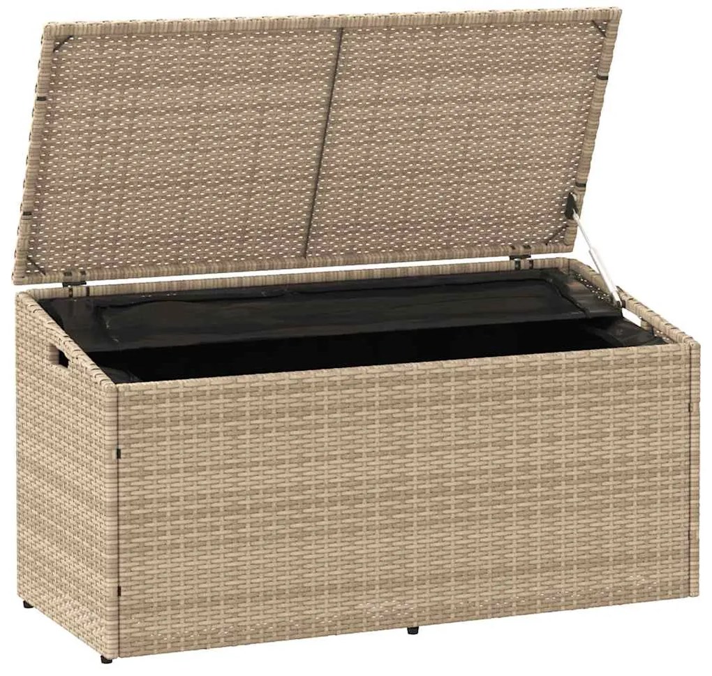 vidaXL Box αποθήκευσης κήπου Μπεζ 110x50x58 cm Poly Rattan