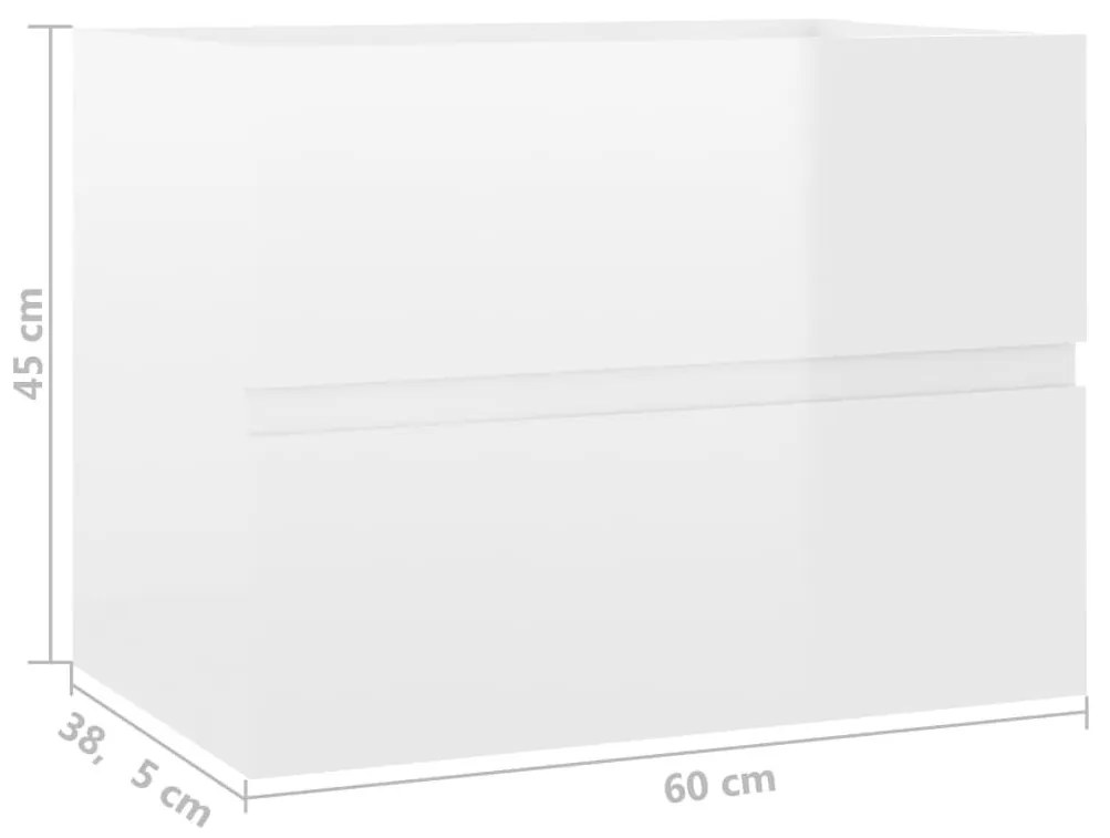 Ντουλάπι Νιπτήρα Γυαλιστερό Λευκό 60x38,5x45 εκ. από Επεξ. Ξύλο - Λευκό