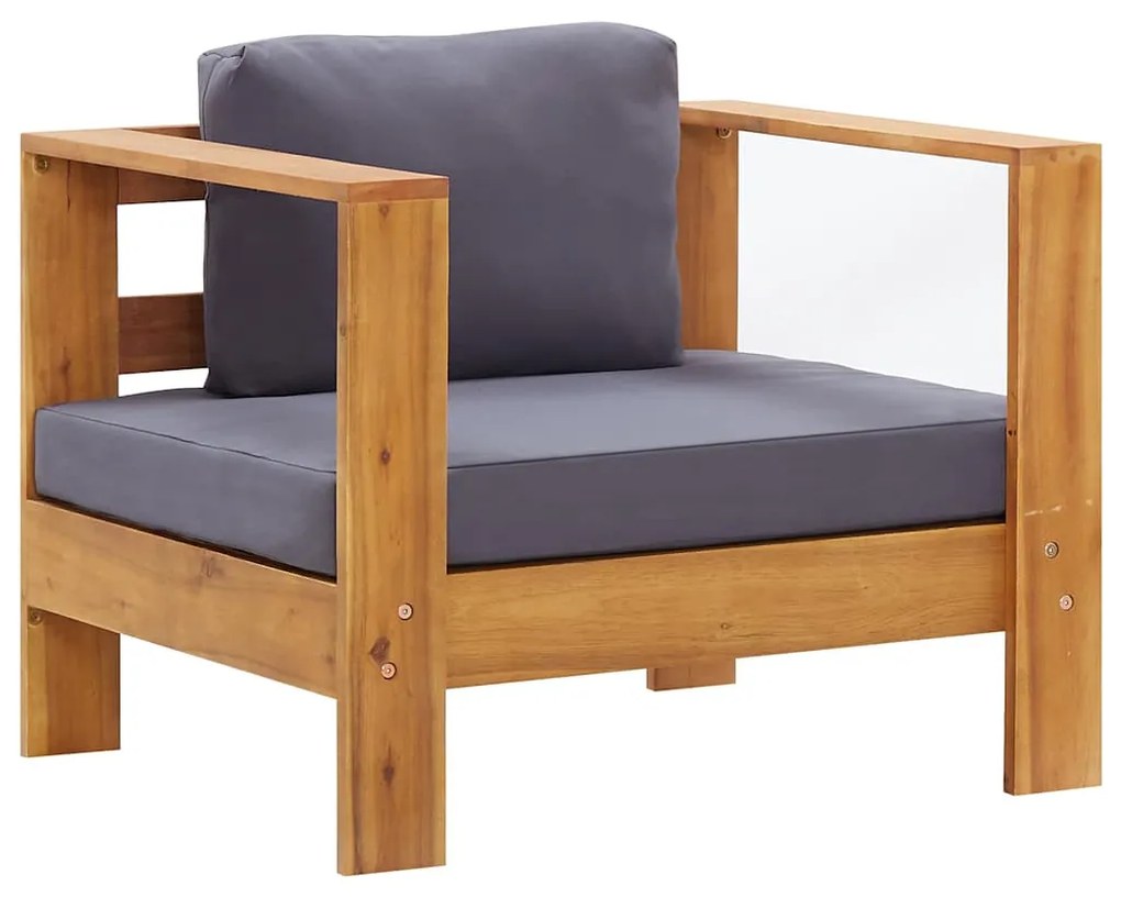 vidaXL Πολυθρόνα Κήπου από Μασίφ Ξύλο Ακακίας με Σκούρο Γκρι Μαξιλάρι