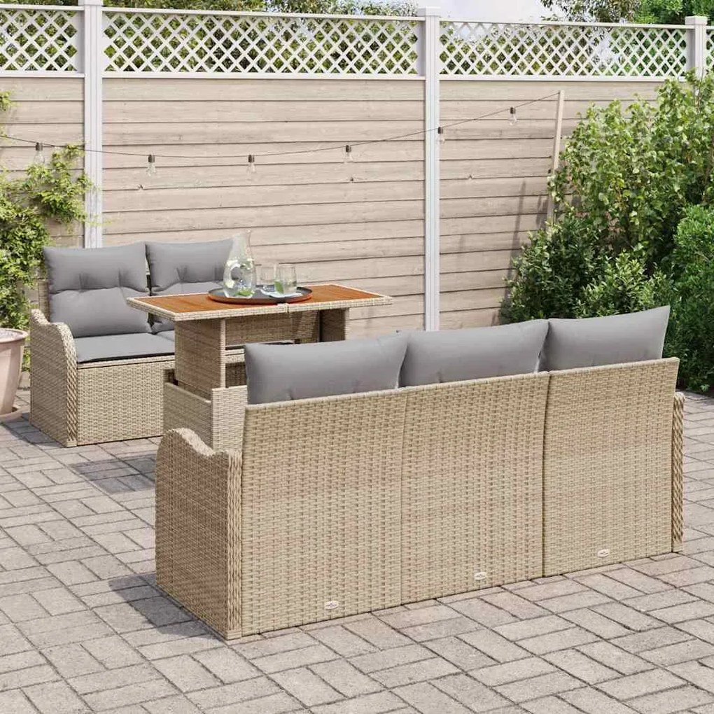 vidaXL Σετ Καναπέ Κήπου 6 pcs μπεζ και ανοιχτό γκρι 100 x 55 x 73 εκ