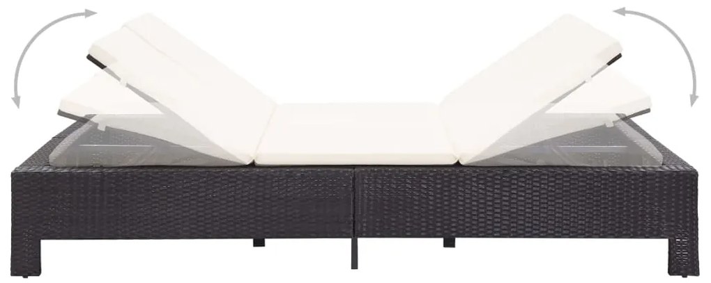 vidaXL Ξαπλώστρα 2 Ατόμων Μαύρη από Συνθετικό Ρατάν με Μαξιλάρι