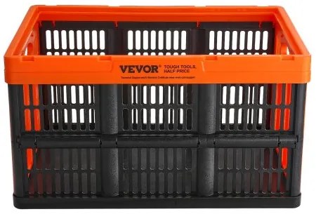 VEVOR Plastic Collapsible Storage Basket, 45L 3 Packs, Folding Stackable Storage Containers/Bins with Handles, Large Heavy Duty Containers for Clothes, Toys, Books, Snack, Shoes and Grocery Organizing
