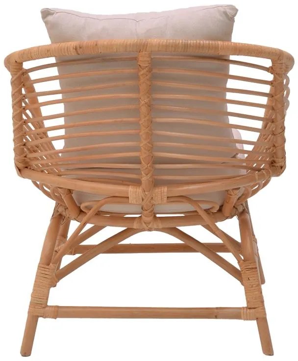 Καρέκλα - Πολυθρόνα Caxen φυσικό rattan-λευκό μαξιλάρι 72x63x75 εκ. 72x63x75 εκ.