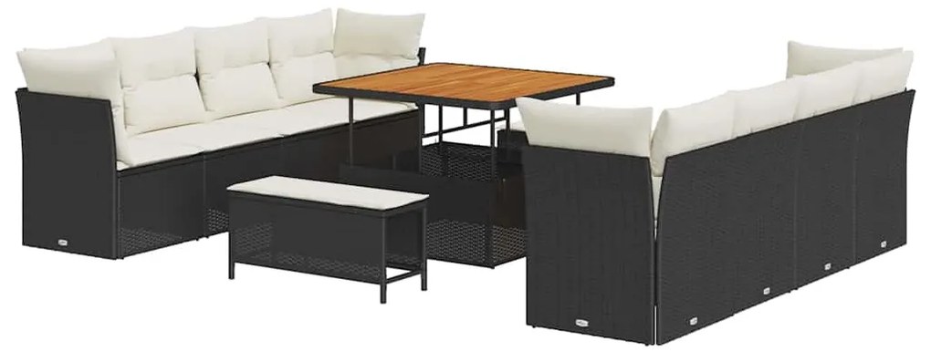 vidaXL Σετ Καναπέ Κήπου 11 pcs Μαύρο συνθετικό ρατάν