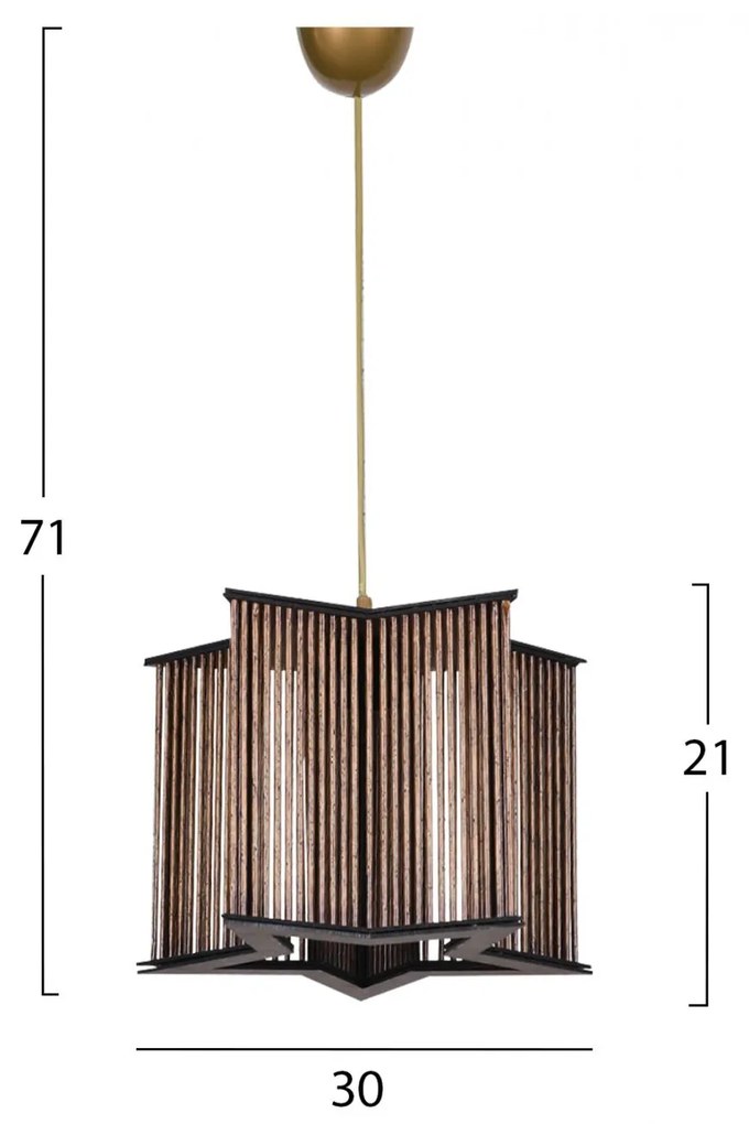 Φωτιστικό Οροφής C7485 Μαύρο - Χρυσό - Φυσικό Bamboo 30x71Υεκ. 30x30x71 εκ.