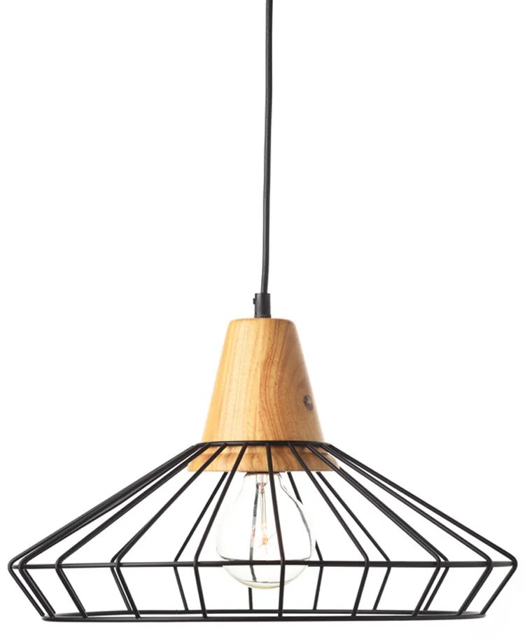 Φωτιστικό Οροφής Μονόφωτο Aca Kennedy KS174940BK Black Mat/Wood