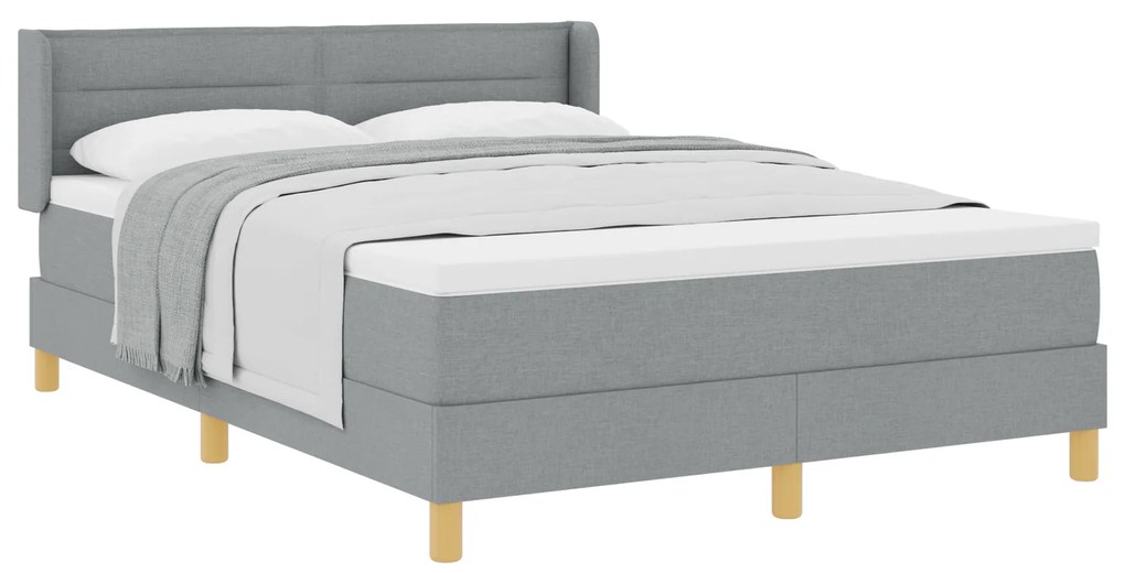 vidaXL Κρεβάτι Box Spring με στρώμα σε ανοιχτό γκρι, 140 x 190 εκ, ύφασμα.