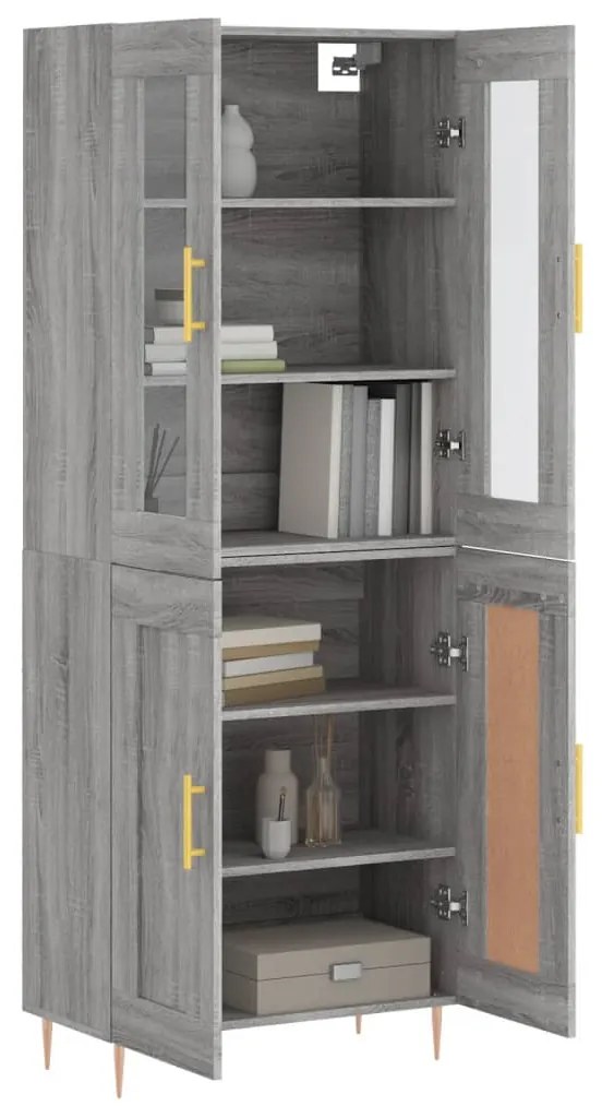 vidaXL Ντουλάπι Γκρι Sonoma 69,5 x 34 x 180 εκ. Επεξεργασμένο Ξύλο