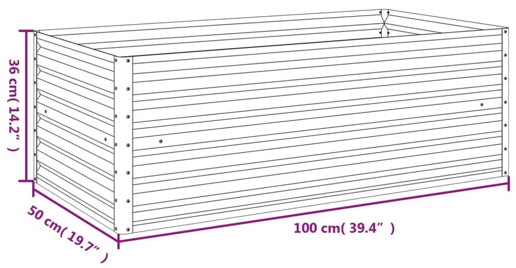 Ζαρντινιέρα 100 x 50 x 36 εκ. από Ατσάλι Σκληρυθέν στον Αέρα - Καφέ