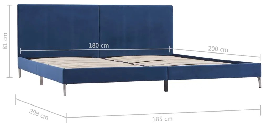 vidaXL Πλαίσιο Κρεβατιού Μπλε 180 x 200 εκ. Υφασμάτινο