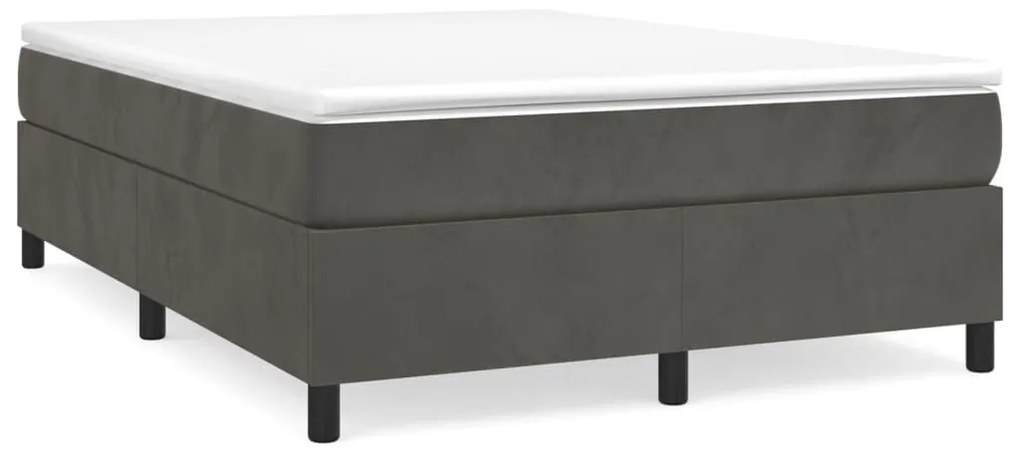 Κρεβάτι Boxspring με Στρώμα Σκούρο Γκρι 140x190 εκ. Βελούδινο - Γκρι