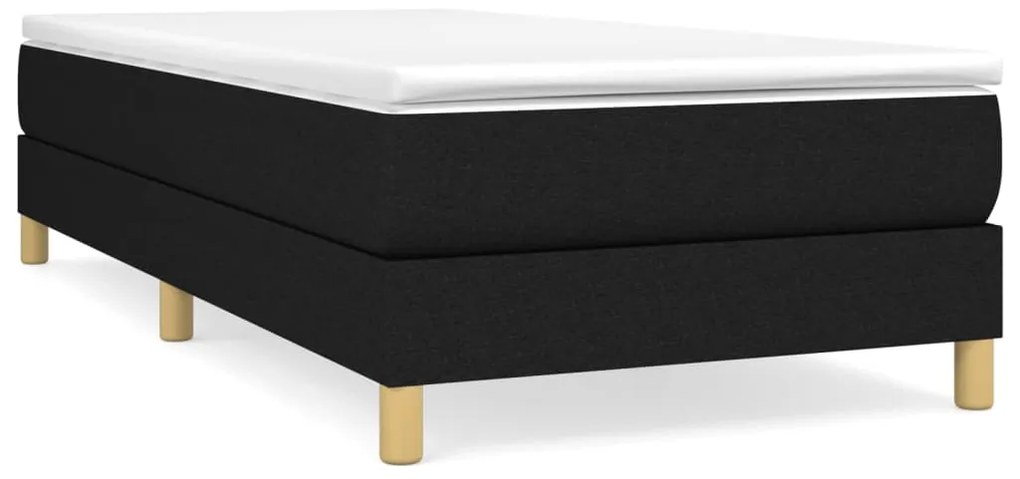 vidaXL Κρεβάτι Boxspring με Στρώμα Μαύρο 100 x 200 εκ. Υφασμάτινο