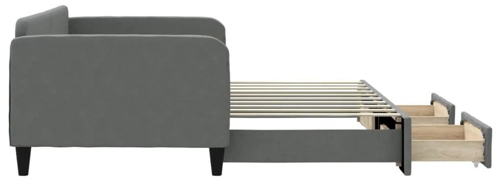 vidaXL Καναπές Κρεβάτι Συρόμενος Σκούρο Γκρι 90x190 εκ Ύφασμα Συρτάρια
