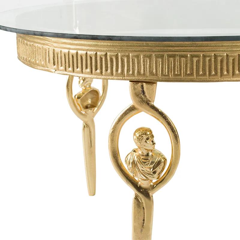 Τραπέζι σαλονιού χρυσό-γυαλί ρωμαϊκό