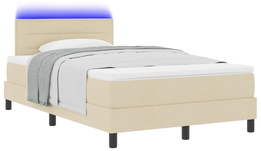 vidaXL Κρεβάτι με Βάση και Στρώμα & LED Κρέμα 120x200 εκ Υφάσματος