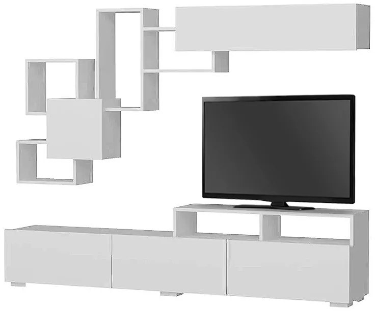 Σύνθεση τηλεόρασης Stamatia Megapap χρώμα λευκό 210x36,8x46,8εκ.
