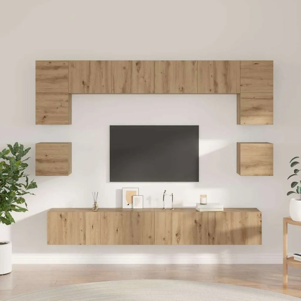 vidaXL Σετ επίπλου τηλεόρασης 8 pcs artisan δρυς 100 x 30 x 30 cm